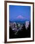 Night View of Downtown and Mt Hood, Portland, Oregon, USA-Janis Miglavs-Framed Photographic Print