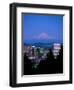 Night View of Downtown and Mt Hood, Portland, Oregon, USA-Janis Miglavs-Framed Photographic Print