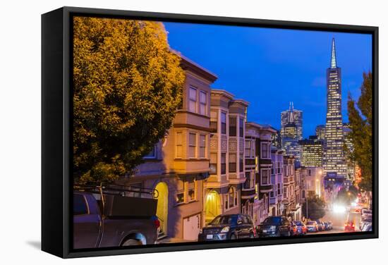 Night View of Downtown Skyline from North Beach District, San Francisco, California, Usa-Stefano Politi Markovina-Framed Stretched Canvas