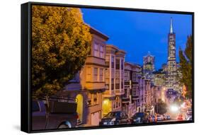 Night View of Downtown Skyline from North Beach District, San Francisco, California, Usa-Stefano Politi Markovina-Framed Stretched Canvas