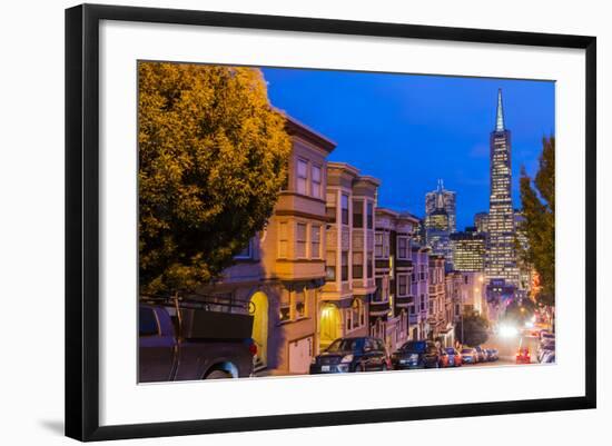 Night View of Downtown Skyline from North Beach District, San Francisco, California, Usa-Stefano Politi Markovina-Framed Photographic Print