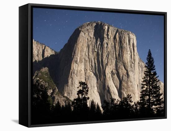 Night View of El Capitan, illuminated by a full moon-Paul Souders-Framed Stretched Canvas
