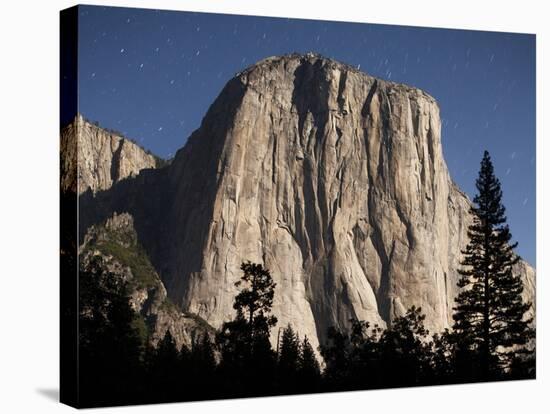 Night View of El Capitan, illuminated by a full moon-Paul Souders-Stretched Canvas