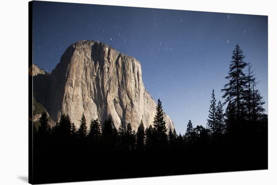 Night View of El Capitan, Illuminated by a Full Moon-null-Stretched Canvas