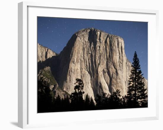 Night View of El Capitan, illuminated by a full moon-Paul Souders-Framed Photographic Print