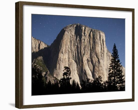 Night View of El Capitan, illuminated by a full moon-Paul Souders-Framed Photographic Print