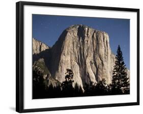 Night View of El Capitan, illuminated by a full moon-Paul Souders-Framed Photographic Print