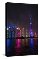 Night view of high-rises by Huangpu River, Pudong, Shanghai, China-Keren Su-Stretched Canvas