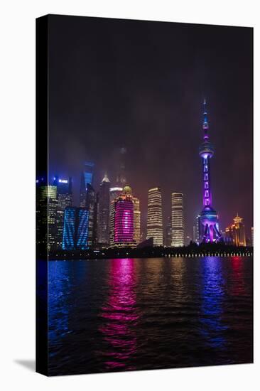 Night view of high-rises by Huangpu River, Pudong, Shanghai, China-Keren Su-Stretched Canvas