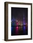 Night view of high-rises by Huangpu River, Pudong, Shanghai, China-Keren Su-Framed Photographic Print