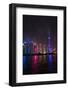 Night view of high-rises by Huangpu River, Pudong, Shanghai, China-Keren Su-Framed Photographic Print