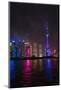 Night view of high-rises by Huangpu River, Pudong, Shanghai, China-Keren Su-Mounted Photographic Print