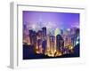 Night View of Hong Kong, China from Victoria Harbor-Sean Pavone-Framed Photographic Print