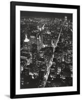 Night View of Lower Manhattan-Chris Bliss-Framed Art Print