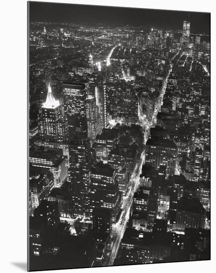 Night View of Lower Manhattan-Chris Bliss-Mounted Art Print