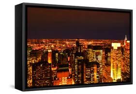 Night View of Manhattan, New York City, from Rockefeller Center.-Sabine Jacobs-Framed Stretched Canvas