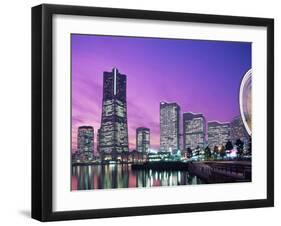 Night View of Minatomirai, Yokohama Pier, Yokohama, Honshu, Japan-Steve Vidler-Framed Premium Photographic Print