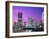 Night View of Minatomirai, Yokohama Pier, Yokohama, Honshu, Japan-Steve Vidler-Framed Photographic Print