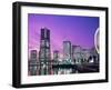 Night View of Minatomirai, Yokohama Pier, Yokohama, Honshu, Japan-Steve Vidler-Framed Photographic Print