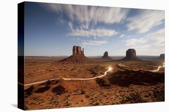 Night View of Monument Valley under the Light of a Full Moon-null-Stretched Canvas