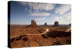 Night View of Monument Valley under the Light of a Full Moon-null-Stretched Canvas