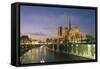 Night View of Notre-Dame and River Seine-null-Framed Stretched Canvas