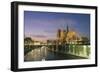 Night View of Notre-Dame and River Seine-null-Framed Giclee Print