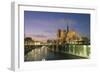 Night View of Notre-Dame and River Seine-null-Framed Giclee Print