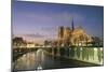 Night View of Notre-Dame and River Seine-null-Mounted Giclee Print