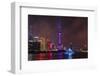 Night view of Oriental Pearl TV Tower and high-rises by Huangpu River, Pudong, Shanghai, China-Keren Su-Framed Photographic Print