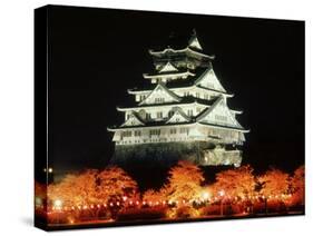 Night View of Osaka Castle with Cherry Blossoms, Japan-null-Stretched Canvas