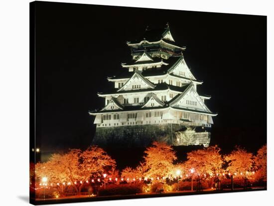 Night View of Osaka Castle with Cherry Blossoms, Japan-null-Stretched Canvas