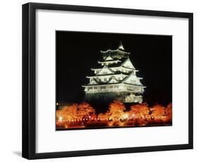 Night View of Osaka Castle with Cherry Blossoms, Japan-null-Framed Photographic Print