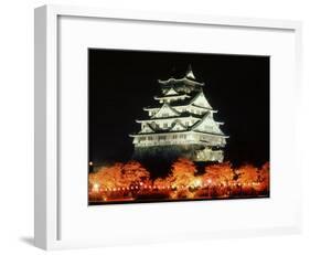 Night View of Osaka Castle with Cherry Blossoms, Japan-null-Framed Photographic Print