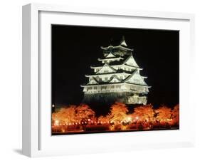 Night View of Osaka Castle with Cherry Blossoms, Japan-null-Framed Photographic Print