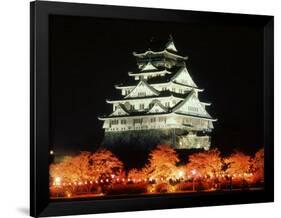 Night View of Osaka Castle with Cherry Blossoms, Japan-null-Framed Photographic Print