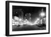 Night View of Pacific Avenue in Tacoma, WA Photograph - Tacoma, WA-Lantern Press-Framed Art Print