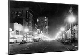 Night View of Pacific Avenue in Tacoma, WA Photograph - Tacoma, WA-Lantern Press-Mounted Art Print