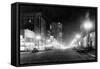 Night View of Pacific Avenue in Tacoma, WA Photograph - Tacoma, WA-Lantern Press-Framed Stretched Canvas