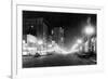 Night View of Pacific Avenue in Tacoma, WA Photograph - Tacoma, WA-Lantern Press-Framed Premium Giclee Print