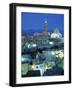 Night View of Sasso Barisano Cave Dwelling with Matera Cathedral-null-Framed Giclee Print