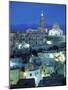 Night View of Sasso Barisano Cave Dwelling with Matera Cathedral-null-Mounted Giclee Print