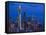 Night View of Seattle Skyline with Christmas Tree on the Space Needle-Terry Eggers-Framed Stretched Canvas