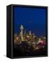 Night View of Seattle Skyline with Christmas Tree on the Space Needle-Terry Eggers-Framed Stretched Canvas