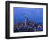 Night View of Seattle Skyline with Christmas Tree on the Space Needle-Terry Eggers-Framed Photographic Print