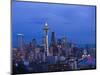 Night View of Seattle Skyline with Christmas Tree on the Space Needle-Terry Eggers-Mounted Photographic Print