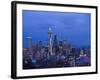 Night View of Seattle Skyline with Christmas Tree on the Space Needle-Terry Eggers-Framed Photographic Print