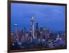 Night View of Seattle Skyline with Christmas Tree on the Space Needle-Terry Eggers-Framed Photographic Print