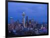 Night View of Seattle Skyline with Christmas Tree on the Space Needle-Terry Eggers-Framed Photographic Print