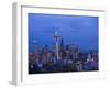 Night View of Seattle Skyline with Christmas Tree on the Space Needle-Terry Eggers-Framed Photographic Print